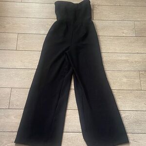 Abercrombie & Fitch Strapless Wide-Leg Jumpsuit in Black